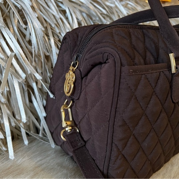 VERA BRADLEY Boston Bag Microfiber Brown Satchel Crossbody Convertible Espresso - Picture 2 of 9